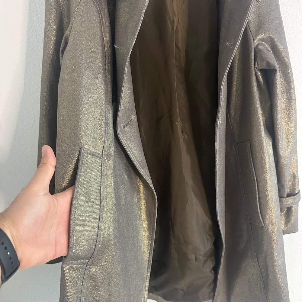 INC International Concepts Metallic Gold Women's Double Breasted Coat Size L NWT - Picture 4 of 11